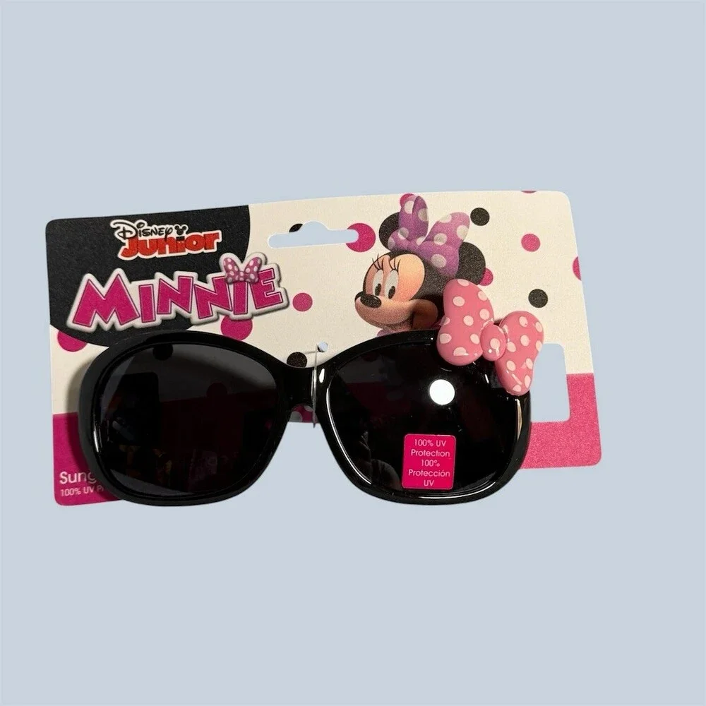 Disney Junior Minnie Mouse Girls Sunglasses Black Pink Polka Dot Bow UV